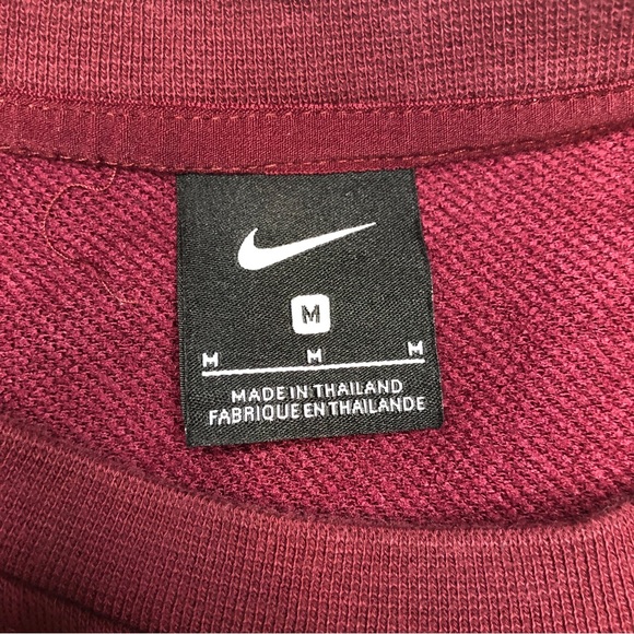 Nike Logo Embroidered Cropped Crewneck Sweatshirt Maroon Size Medium - Picture 5 of 8
